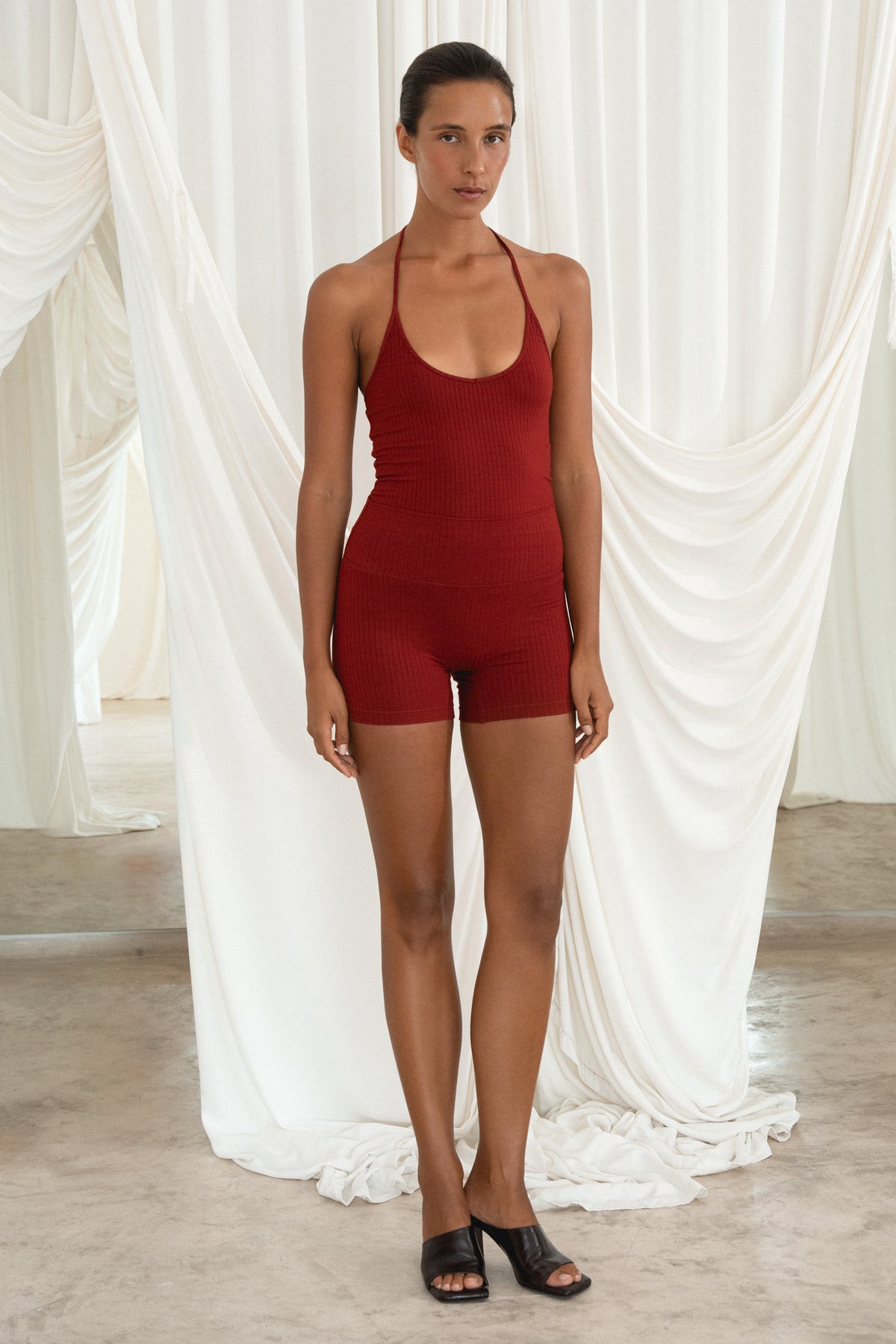 Rib Halter Neck Top